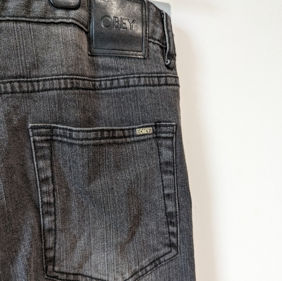 Obey Propoganda "Fight Stretch Straight Leg" Black Jeans - Picture 2 of 7